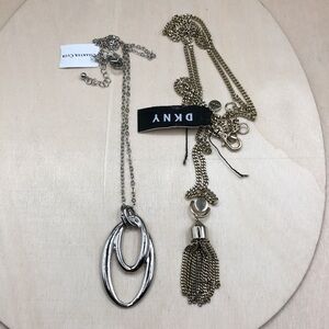 DKNY extra long chain tassel necklace, free charter club necklace, layered look.
